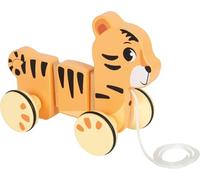 Small Foot Animale da Trascinare Safari, Tigre da Tirare Flessibile in Legno FSC 100% Certificato, Giocattolo per la motricità per Bambini dai 12 Mesi, 12733