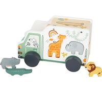 Small Foot Wooden Plug Safari Car Motor Skills Toy Made of Wood with Figures fro