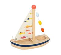 small foot Barca a vela Grande oceano, barca in legno con vela di stoffa, per vasca o piscinetta, dai 2 anni, 12824