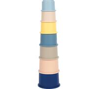 Small Foot Bicchieri impilabili in Silicone, 7 Pezzi, privi di BPA, Giocattolo didattico per la Vasca da Bagno e la sabbiera, Torre da impilare con Motivi Animali, da 1 Anno, 12754