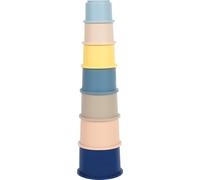 Small Foot Bicchieri impilabili in Silicone, 7 Pezzi, privi di BPA, Giocattolo didattico per la Vasca da Bagno e la sabbiera, Torre da impilare con Motivi Animali, da 1 Anno, 12754