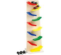 Small Foot by Legler, torre a cascata, Torre di Zip Zap, in legno, 2 trenini e due binari per una rapida partenza su 10 Livelli, un piacere per gli occhi e le orecchie