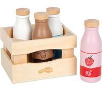 small foot Cassa con bevande a base di latte "fresh", quattro bottiglie con vari tipi di latte, compresa cassetta in legno, dai 3 anni, 12820