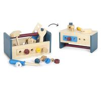 Small Foot Design - Banco da lavoro e cassetta attrezzi 'Workshop' - 2in1 con attrezzi in legno (3+)
