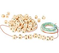 Small Foot Design – Gioco da infilare 7553, set fai-da-te 300 lettere perline in legno, dai 3 anni