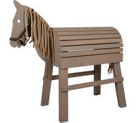 smal foot Cavallo di legno grigio in legno, reisistente alle intemperie, con spazio per conservare oggetti, con cavezza, cavallo da volteggio con criniera e coda pe cavalcare all'esterno, 12693