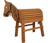 small foot Cavallo in legno marrone, resistente alle intemperie, con tanto spazio, con cavezza, cavallo da volteggio con criniera e coda, per cavalcare all'aperto, 12666