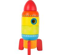 Small Foot- Colourful Stacking Rocket Giocattolo da Accatastare a Forma di Razzo in Legno Colorato, Multicolore, 10588