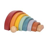 small foot Wooden Building Blocks Rainbow Safari, motor skills toy with 8 shapes