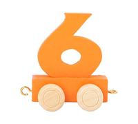 Small Foot Design 10568 Trenino con Il Numero 6" in Legno Naturale