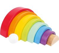 Small Foot- Elementi da Costruzione Arcobaleno Grande, in Legno, Gioco ad Incastro per la motricità, dai 12 Mesi Toys, Multicolore, 6969