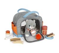 Small Foot Katze mit Tasche und Pflege-Set, 15-teiliges Haustier-Spielzeug für K