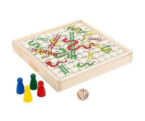Small Foot Gioco di serpenti e scala to go in legno, 100% certificato FSC, scatola di legno da asporto, art. n. 112211