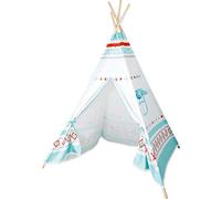 Small Foot Gioco Tipi in Legno e Cotone, coloratissima Tenda per Giochi e Relax in Un Bellissimo Design Indiano Giocattoli, Multicolore, Small, 11216