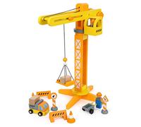 NIKE Small Foot Crane with Construction site Accessories Made of Wood, Play Set