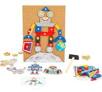 Small Foot Hämmerchenspiel aus Holz Kork, mit Motiven zum Thema Roboter und Weltraum, ab 3 Jahren, 11572 Giocattoli, S