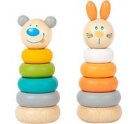 Small FOOT houten speelgoed toren om te stapelen vos of beer, geschikt vanaf 12