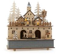 Small Foot Little Village Music Box and Lamp, Wood, Nature, 24 x 21 x 11 cm
