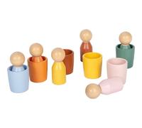 small foot Bicchieri Montessori con figure, in legno FSC® 100% certificato, gioco di ordinamento con 6 figure e 6 bicchieri, da 1 anno, 12813