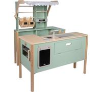 small foot Negozio Verde Fresh in Legno con Accessori, Cucina bancarella del Mercato, Gioco di Ruolo per Bambini dai 3 Anni, 12688