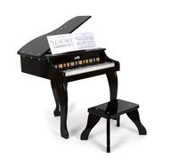 small foot Legno, Pianoforte a Coda elettronico con Sgabello, per Bambini dai 3 Anni, 12622, Colore Black
