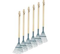 Small Foot Design - Set di rastrelli 12543, 6 pezzi in legno e metallo, Blu, 3+ anni