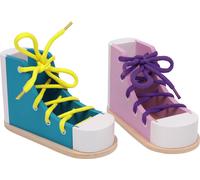 small foot 6475 Set of 2 wooden shoes for threading and tying, including matchin