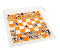 Small Foot- Schach Reisespiel, FSC 100%-Zertifiziert, mit praktischem Beutel für Transport und Spielfeld, Dame-Spiel Auch Möglich Giocattolo, Multicolore, 12021