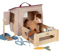 Small Foot Set da Gioco Cavallo con stalla e Accessori nella Borsa, Cavallo di Peluche con numerosi Accessori per Cavalcare e per la Cura, per Bambini dai 2 Anni, 12731