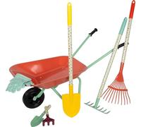 small foot Set di attrezzi da giardinaggio con carriola "Tiny Garden", con attrezzi da giardinaggio e guanti per giardinaggio, dai 3 anni, 12819