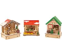 Small Foot set di bancarelle natalizie in legno con illuminazione