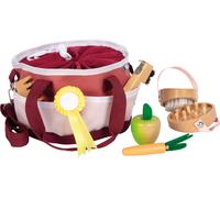 Small Foot Set per la Cura del Cavallo con Borsa - Rosso - 1 pz.