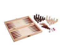 Small Foot Spielesammlung Spieleklassiker 3 in 1 im Holzkoffer, mit Schach, Dame und Würfelspielen, 2 Spieler, 3453 Marrone, Rosso, Colore Legno, 2019770