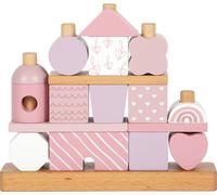 small foot Stacking House pink, creative stack & insert game, wood, with 18 diff