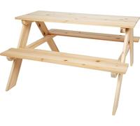 small foot Tavolo da picnic per bambini, tavolo in legno massiccio con due panche per interni ed esterni, dai 2 anni, 12830