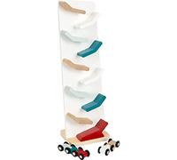 Small Foot Cascading Tower Made, Zig-zag Racetrack for Wooden Cars, Wood Toy for