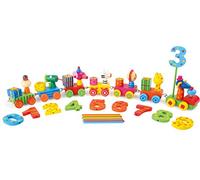 small foot 3942 - Treno per Feste di Compleanno, in Legno, Decorazione per Ogni Tavolo di Compleanno, con 7 carrelli