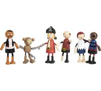 small foot Wooden Bending Dolls, 5 pirates and 1 monkey, richly detailed and fle