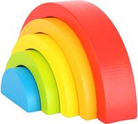 Small Foot Wooden Building Blocks Rainbow, Baby Motor Skills Toy with Five Shapes, Ideal gripping And Stacking Game, 10585 Giocattolo per la Motricità dei Neonati, Multicolore