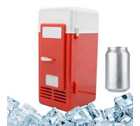 Small Fridge, USB Drink Cooler, Personal Can Chiller, 7.68x3.74x3.74 Inches, Compact Plug-In Appliance, Function Warmer Equipment for Students Teens Girls Boys Family Desk Room Use