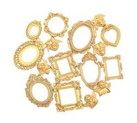 Small Gold Frames, 8 Pieces ABS Doll House Accessories, Decorative Mini Borders, Tabletop Decor, Photography Props, Model Scenery, Craft Projects, Miniature Displays