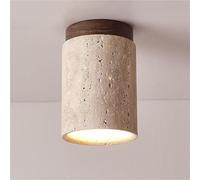 Small Hallway Chandelier Fixtures Farmhouse Close to Light, Natural Stone Rustic Ceiling Lamp, Vintage Lighting for Entryway, Porch, Balcony, Lounge, Staircase(Walnut)