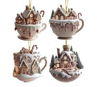 Small House Coffee Cup Green Plant Decorative Pendant Decorate The House Decorate Christmas Decorations Christmas Decorations Swing Moschettone (E, A)
