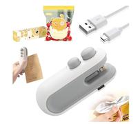 Small Household Hand Pressure Sealer, 2025 Upgraded 2 in 1 Plastic Bag Heat Sealing Machine for Food Storage, Mini Bag Sealer with Cutter and Magnet, for Chips and Other Food Bags (White)