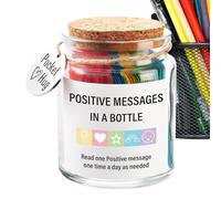 Small Inspirational Jar - message bottle with quote cards, motivational support gift | uplifting notes for stress relief and mindfulness, wellness encouragement supplies for self-care mood boost