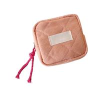 Small Makeup Bag, Cosmetic Bag, Square Zipper Pouch, Checkered Miini Storage Case for Makeups Keys Headphones, Compact Cloth Organizer for Women Girls, Travel or Daily Use, Orange