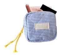 Small Makeup Bag For Women, Women's Square Cosmetic Bag, Portable Clear Makeup Bag, Waterproof Travel Cosmetic Bag, Coin Purse Square Checkered Cosmetic Organizer, Blu, Consulte la descripción, Vedere