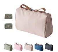 Small Makeup Bag With Compartments, Lipstick Makeup Bag Mini, Portable Simple Waterproof Hand Travel Makeup Pouch For Women (Khaki)