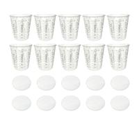 Small Mixing Cups - Clear Resin Paint Measuring Set, Accurate Graduated Transparent Containers with Protective Covers Lightweight Material 10 Count | Ideal for Epoxy Casting Artwork Hobby Work