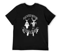 Small Mochi Vintage Short Sleeved Casual Men's Tops Streetwear Scary Halloween Shirts Graveyard I Love Haunted Mound T-Shirts Black